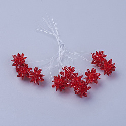 Red Glass Woven Beads, Flower/Sparkler, Made of Horse Eye Charms, Red, 13mm