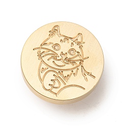 Cat Shape Золотистый тон сургучной печати, латунные головки штампов, для сургучной печати, серия домашних животных, форма кошки, 25x14 мм, отверстие : 7 мм