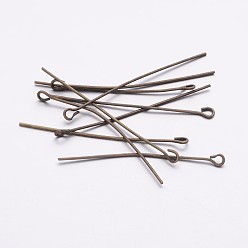 Античная Бронза Железный штифт, без кадмия, без никеля и без свинца, античная бронза, 40x0.7 мм, отверстие : 2 мм, Около 6400 шт / 1000 г