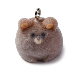 Other Animal Подвески из смолы в виде животных, с железной платиной петлей, Капибара, 22.5x20.5x22 мм, отверстие : 2.4 мм