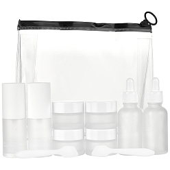 Белый Стеклянные флаконы и баночки для косметического крема, с пластиковыми распылителями из полипропилена, пластиковая палочка, ПВХ косметические сумки с застежкой-молнией, белые, 10.05x3.3 см, емкость: 30 мл (1.01 жидких унций)