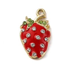 Золотой Подвески из клубничного сплава, с эмалью и горный хрусталь, красные, золотые, 23x13x5.5 мм, отверстие : 1.8 мм