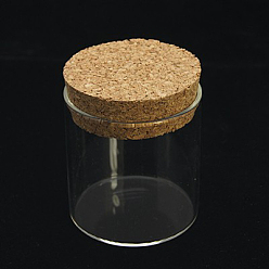 Clear Glass Jar Bead Containers, with Cork Stopper, Wishing Bottle, Clear, 60x47mm
