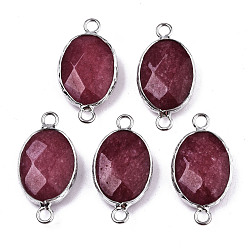 Белый Нефрит Натуральный белый нефрит ссылки / разъемы, латунная кромка платинового цвета, граненые и овальные, огнеупорный кирпич, 27.5x14~15x6 мм, отверстие : 2 мм