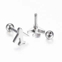 Mixed Color 304 Stainless Steel Barbell Cartilage Earrings, Screw Back Earrings, Plane, Mixed Color, 8x8x1.2mm, Pin: 1mm