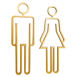 Gold Acrylic Adhesive Backed Men's and Women's Restroom Signs, Bathroom Door Signs, Gold, 220x71~80x3mm, 2pcs/set