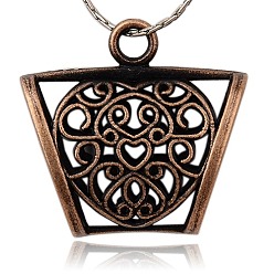 Красная Медь Подвеска на шарф, изготовление поручней из сплава в тибетском стиле, петля под залог, крупные бусины под залог, трубка с сердца шаблона, без никеля , Красная медь, 37x39x16 мм, отверстие : 4.5 мм, внутренний диаметр: 12x26 мм