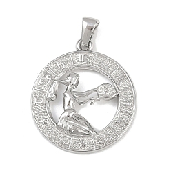 Дева 304 подвески из нержавеющей стали, плоские круглые с созвездием, анти-тускнение, Дева, 29x25.5x3.5 мм, отверстие : 4.5x3 мм