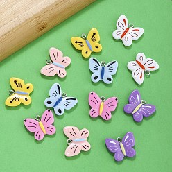 (52) Непрозрачная лаванда Непрозрачные подвески смолы, очарование бабочки, с железной платиной петлей, разноцветные, 19.5x23x4.5~5 мм, отверстие : 2 мм