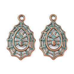 Другие Подвески из сплава , Хэллоуин, красная медь и зеленая патина, паутины, 34x20.5x4 мм, отверстие : 2.5 мм