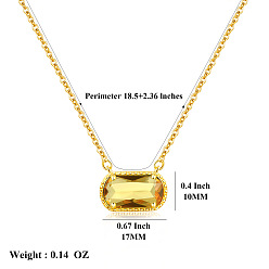 Желтый 304 Подвеска-колье из нержавеющей стали с овальным камнем-талисманом, инкрустированным кубическим цирконием, для женщин., золотые, желтые, 18.50 дюйм (47 см)