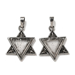 Хрусталь Природного кварца хрустальных подвесок, горный хрусталь звезда Давида чары, со сплавочной фурнитурой античного серебряного тона, без кадмия и без свинца, 29x23.5x5 мм, отверстие : 7x5 мм