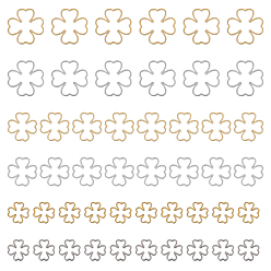 (52) Непрозрачная лаванда 48 шт. 6 стиль 316 соединительные кольца из нержавеющей стали, клевер, разноцветные, 12~20x12~20x1 мм