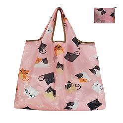Cat Shape Складные женские сумки-шопперы oxford, многоразовые сумки для продуктов с ручкой и принтом животных, форма кошки, 40x50 см