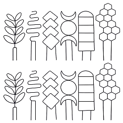 Black 12Pcs 2 Styles Plastic Plant Climbing Trellis, Mixed Shape, Black, 320~390x100~155x3mm