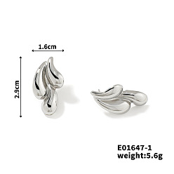 Платина 304 серьги-гвоздики-капли из нержавеющей стали, платина, 29x16 мм