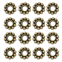 Bronze Antique Alliage de perles d'entretoise de style tibétain, fleur, bronze antique, 6.5x1.5mm, Trou: 2mm