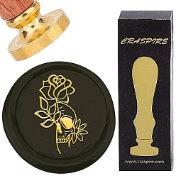 June Rose Латунная восковая печать с деревянной ручкой, для diy scrapbooking, июньская роза, 25 мм