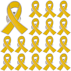 Желтый 25 шт. броши из сплава с эмалью, осведомленности ленты, желтые, 26~26.5x21 мм