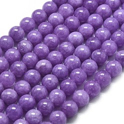 Темная Орхидея Натуральный Malaysia нефритовые бусы пряди, окрашенная и подогревом, круглые, темные орхидеи, 4~4.5 мм, отверстие : 0.8 мм, около 85~88 шт / нитка, 14.57~14.96 дюйм (37~38 см)