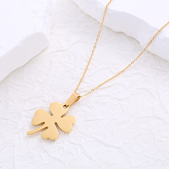 Золотой День святого патрика ожерелья из нержавеющей стали с четырехлистным клевером для женщин, золотые