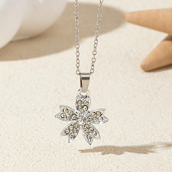 Цветок Ожерелья из сплава с кристаллами и стразами, платина, цветок, 17.72 дюйм (45 см)