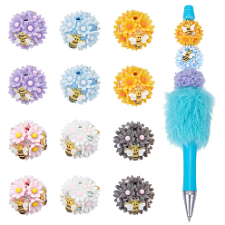 (52) Непрозрачная лаванда 12 шт 6 цвета бусины из полимерной глины ручной работы, круглая с цветком и пчелой, разноцветные, 18.5x20x18.5 мм, отверстие : 2 мм, 2 шт / цвет