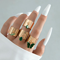 Золотой Наборы колец из сплава, со стразами и смолой, золотые, внутренний диаметр: 17 мм