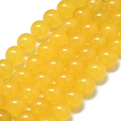 Золотистый Натуральный Malaysia нефритовые бусы пряди, окрашенная и подогревом, круглые, золотые, 10 мм, отверстие : 1.2 мм, около 39 шт / нитка, 14.96 дюйм (38 см)