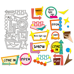 Слово Углеродистая сталь разрезает трафареты, Шаблон для изготовления бумажных карточек с декоративным тиснением для скрапбукинга своими руками, художественный промысел, слово, 186x110x0.8 мм