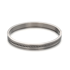 Stainless Steel Color Tarnish Resistant 304 Stainless Steel Bangles, Stainless Steel Color, 53x64mm, 8mm