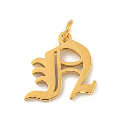 Letter N Ионное покрытие (ip) 304 брелоки из нержавеющей стали, лазерная резка, золотые, буквенное очарование, Письмо N, 15x15.5x1.5 мм, отверстие : 3 мм