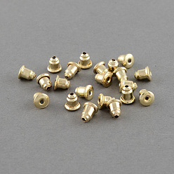 Light Gold Iron Ear Nuts, Earring Backs, Light Gold Plated, 6x5mm, Hole: 1mm