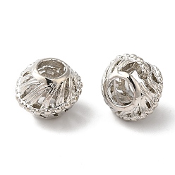 Платина Стойки покрытие сплава европейские шарики, без кадмия, без никеля и без свинца, бусины с большим отверстием, рондель, платина, 12x10 мм, отверстие : 5 мм