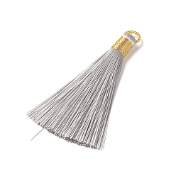 Темно-Серый Полиэстер кисточкой подвески, темно-серый, 80~83x7~8 мм, отверстие : 5~7 мм