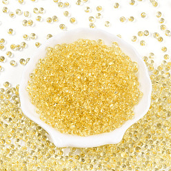 Шампанско-Желтый 3/0 стеклянная бахрома с краской для выпечки, слеза, шампанское желтый, 5x4~4.5x3.5~4 мм, отверстие : 1 мм, Около 4500 шт / фунт