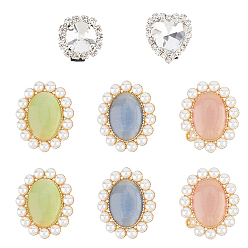 (52) Непрозрачная лаванда 8 шт. 5 стили пряжки для обуви из искусственного жемчуга, железа и стекла, смолы и АБС, украшение для обуви из сплава, разнообразные, разноцветные, 18~28x17~23.5x14.5~16.5 мм