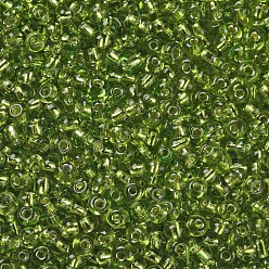 Yellow Green 12/0 Glass Seed Beads, Silver Lined Round Hole, Round, Yellow Green, 2mm, Hole: 1mm, about 30000 beads/pound