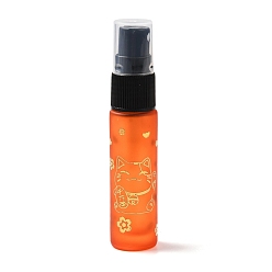 Dark Orange Glass Spray Bottles, Fine Mist Atomizer, with Plastic Dust Cap & Refillable Bottle, with Fortune Cat Pattern & Chinese Character, Dark Orange, 2x9.6cm, Hole: 9.5mm, Capacity: 10ml(0.34fl. oz)