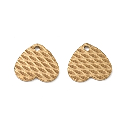 Golden 304 Stainless Steel Chain Extender Drop, Textured Heart, Ion Plating(IP), Golden, 12x13x1mm, Hole: 1.5mm