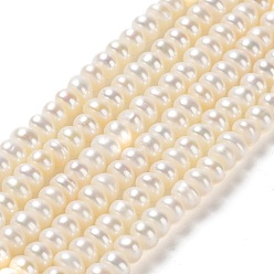Lin Brins de perles de culture d'eau douce naturelles, Note 6 un, rondelle, linge, 3.8~4.2x2.5~3mm, Trou: 0.7mm, Environ 131~135 pcs/chapelet, 15.04'' (38.2 cm)