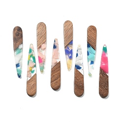 (52) Непрозрачная лаванда Подвески из смолы и ореха, слеза, разноцветные, 43.5x7.5x3.5 мм, отверстие : 1.5 мм
