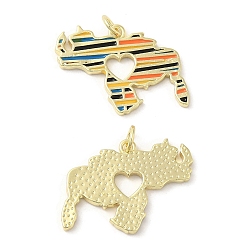Разноцветный Латунь эмаль подвески, с целью перехода в кольце, долговечный, без свинца и без кадмия, реальный 18 k позолоченный, карта с сердечком, красочный, 16.5x23x1.5 мм, отверстие : 3 мм