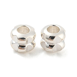 Silbern Silberfarbig Gestellmessingperlen, Bleifrei und cadmium frei, langlebig überzogen, genutete Säule, Silbern Silberfarbig, 4x3.5 mm, Bohrung: 1.8 mm