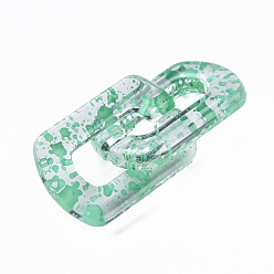 Medium Sea Green Transparent Acrylic Linking Rings, Quick Link Connectors, for Cable Chains Making, Twist Oval, Medium Sea Green, 30.5x20.5x4mm, Inner Diameter: 8x18mm
