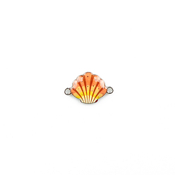 Tomato Alloy Enamel Connector Charms, Platinum, Shell, Tomato, 15x24mm