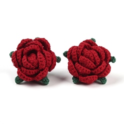 FireBrick Cotton Knitting Artificial Flower, Ornament Accessories, FireBrick, 56x61.5x39mm