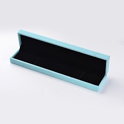 Pale Turquoise Rectangle Velvet Necklace Boxes, Jewelry Boxes, Pale Turquoise, 22.8x5.1x2.9cm