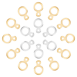 Golden & Stainless Steel Color 304 Stainless Steel Hanger Rings, Ring, Tube Bails, Loop Bails, Golden & Stainless Steel Color, 14x9.5x1mm, Hole: 2mm, Inner Diameter: 6.5mm, 80pcs/box