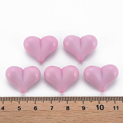 Pearl Pink Opaque Acrylic Beads, Heart, Pearl Pink, 17x22x10mm, Hole: 1.4mm, about 255pcs/500g